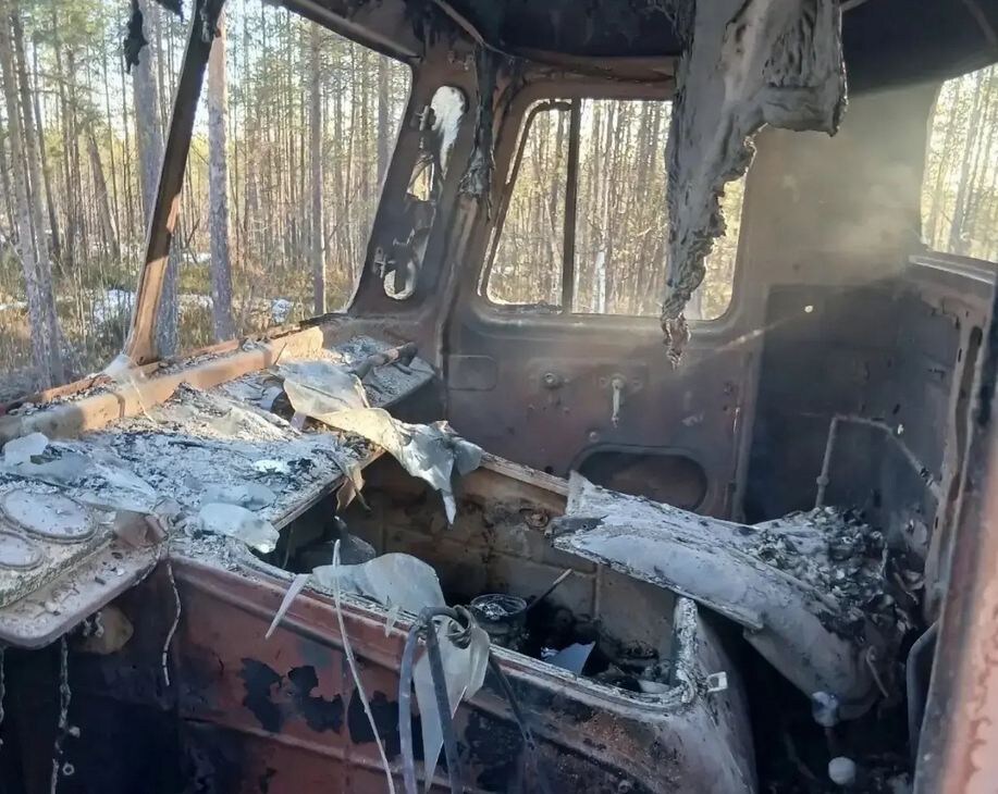    На трассе в Карелии сгорел грузовой автомобиль© Госкомитет Карелии по безопасности