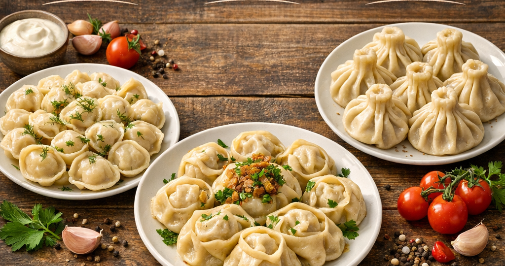 З рецепта, как приготовить пельмени, манты и хинкали дома