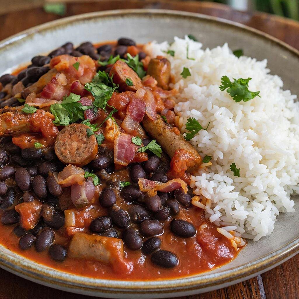 Фейжоада с чёрной фасолью, свиными ребрышками и копченостями