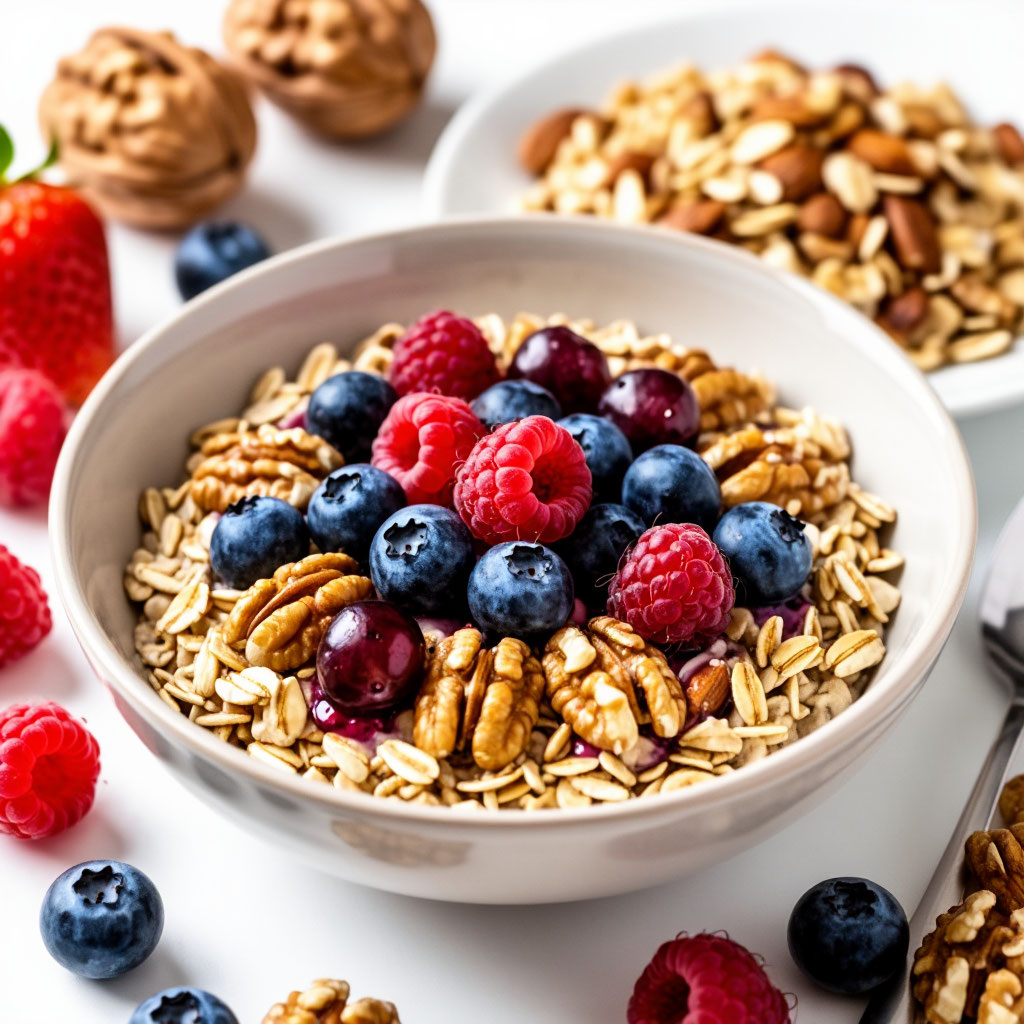 Овсянка с ягодами и орехами