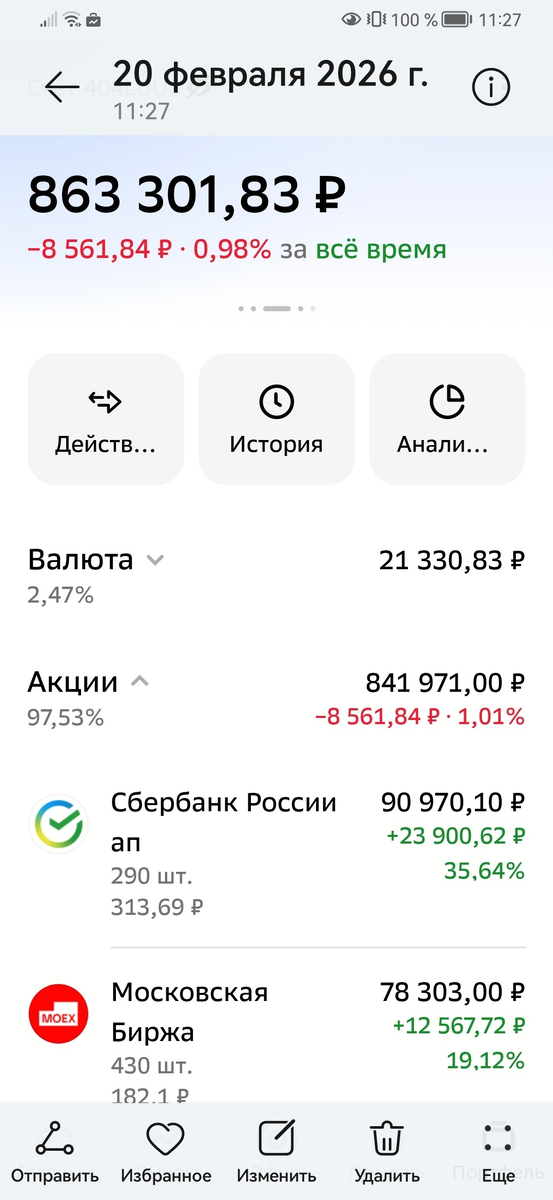 Фото брокерского счёта.