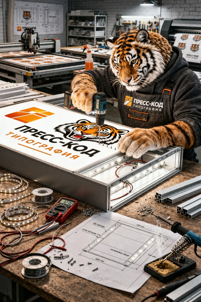 Торцевой лайтбокс в Клину с доставкой и монтажом | Пресс-код