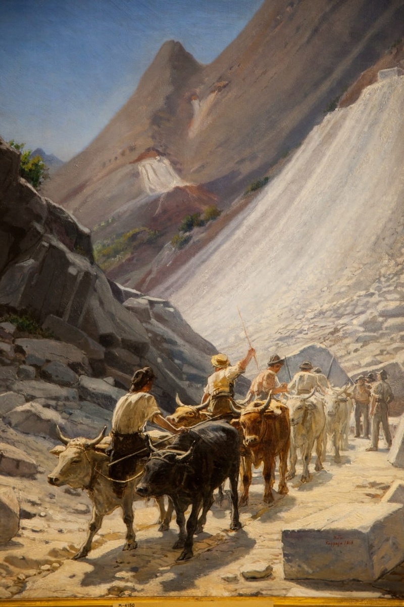 Николай Ге. «Перевозка мрамора в Карраре» (холст, масло, 1868). Русский музей, Санкт-Петербург.