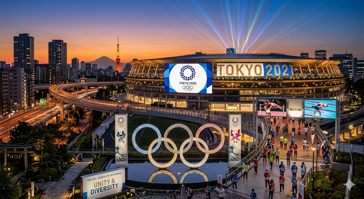 Токио-2021: как игры без зрителей, но с картонными кроватями, стали одной из самых экологичных и запоминающихся Олимпиад. Изображение сгенерировано с помощью ИИ.