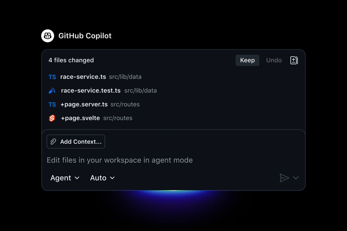    GitHub Copilot Agent Mode в VS Code — ИИ-ассистент предлагает дополнения кода в реальном времени. Источник: github.com