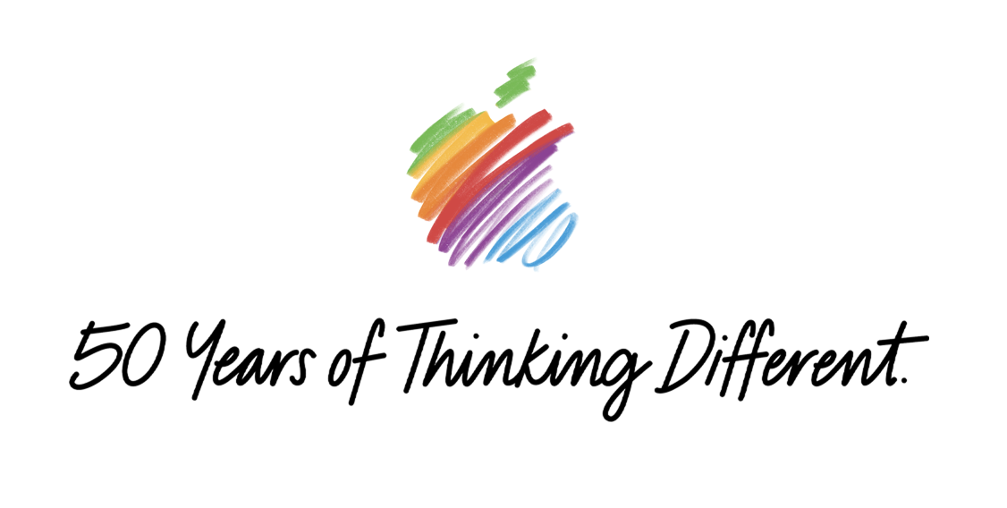    Нарисованный логотип Apple в честь 50-летия компании