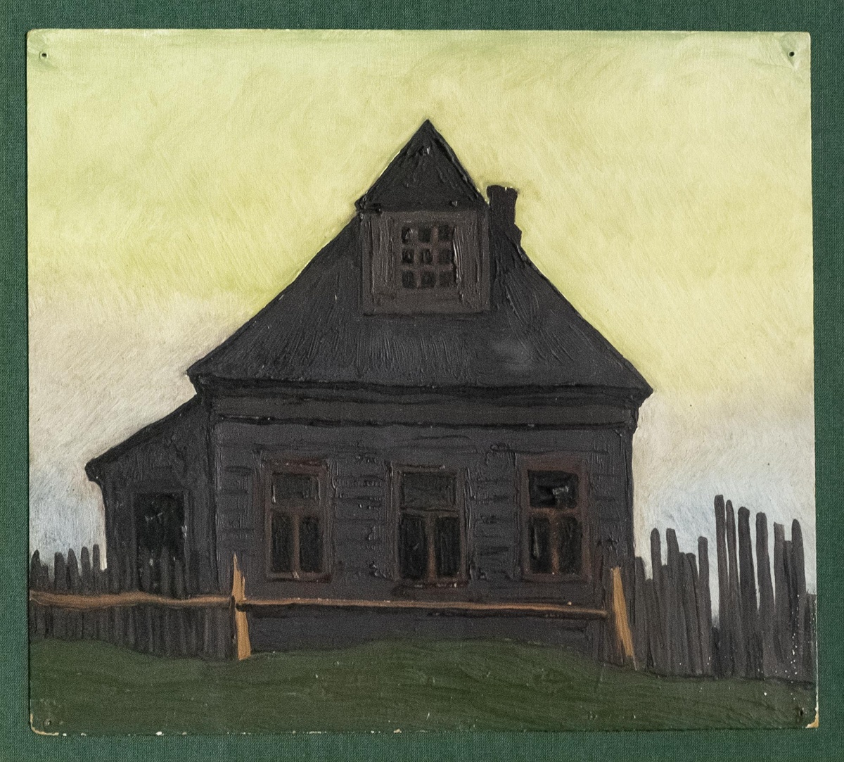 Вечер в деревне. Под Звенигородом, 1956 г., материалы: картон, масло, размеры: 21 х 24 см. Источник: https://artsale.info