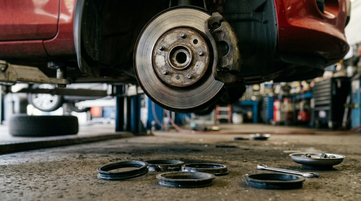 Ford Fiesta на подъёмнике без центровочного кольца