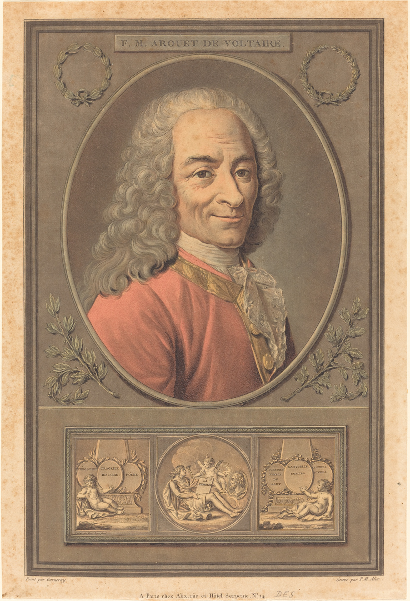 Портрет Вольтера. Гравюра Pierre-Michel Alix по портрету Жака Франсуа Гарнери, 1754