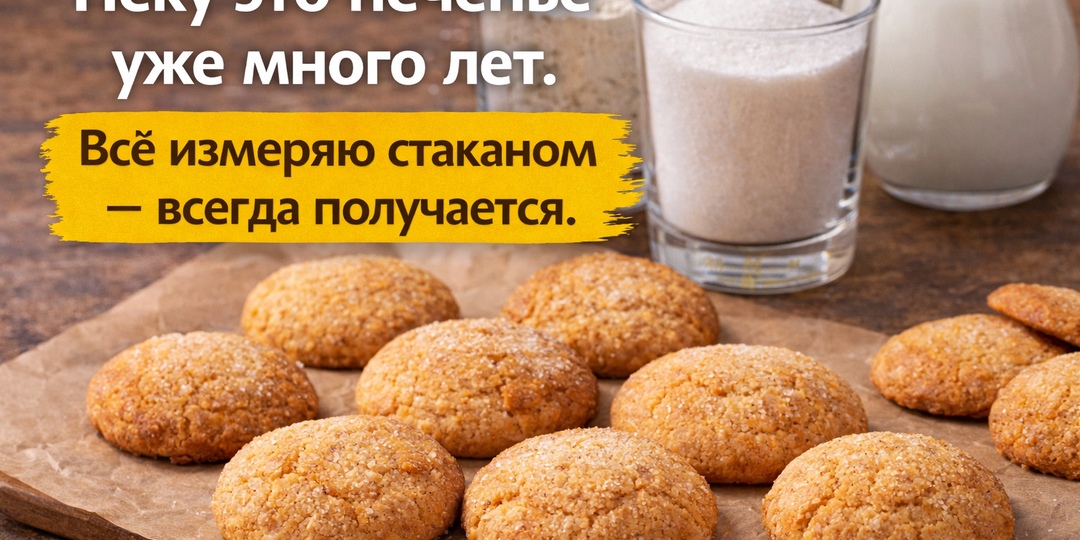 Простое печенье на кефире: всё измеряю стаканом
