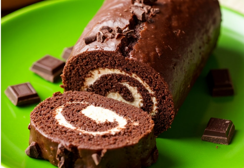 Шоколадный рулет с творожным кремом