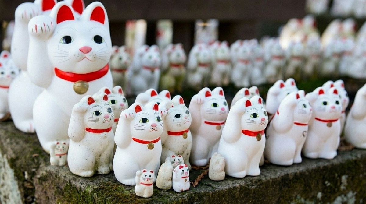 Фарфоровые кошечки в храме Готокудзи