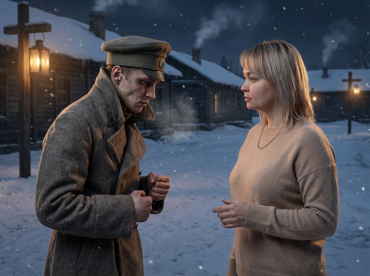 Нона Спасова и Иван «Ты узнал себя в чертах ребёнка». Ночью в казарме психолог приходит к Ивану, чтобы помочь ему осознать свой поступок и найти силы вернуться. Сцена, где стыд превращается в шанс на исправление. Тени, свечи, тишина — и голос, который говорит: «Она жива. Ищи».