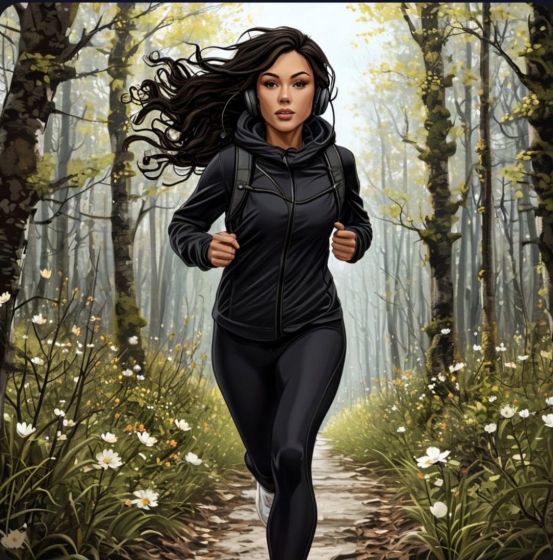 Как-то так я себя представляю, когда бегу. Но по факту бег - это красное лицо, пот ручьём и упаси Бог распустить волосы. Онли пучок. 