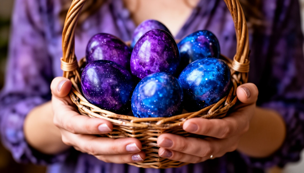    Крашу космические яйца за ночь — получаются как звёзды в галактике: восхитительный эффект гарантирован