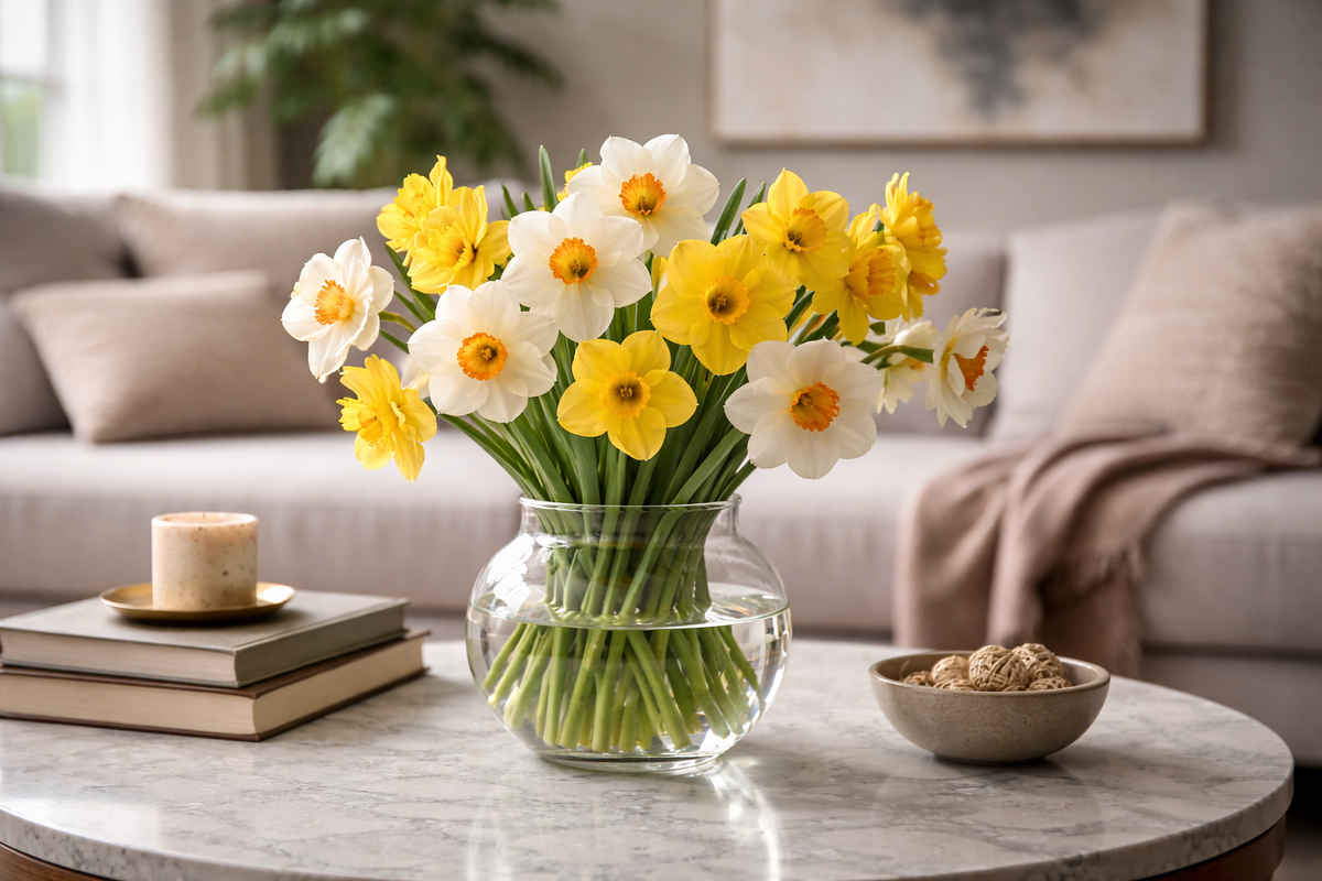 Нарциссы прекрасны в монобукетах.