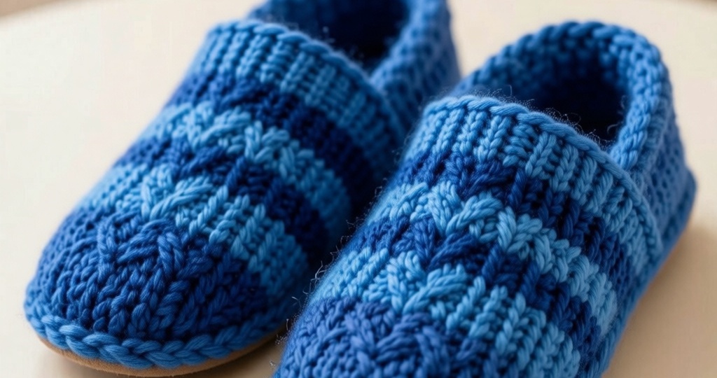 Домашние тапочки: синий комфорт