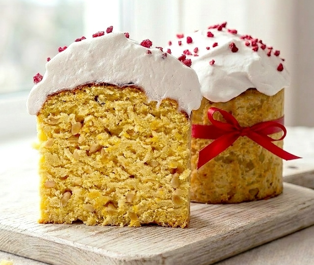 Творожный кулич ПП без дрожжей - рецепт нежного кулича