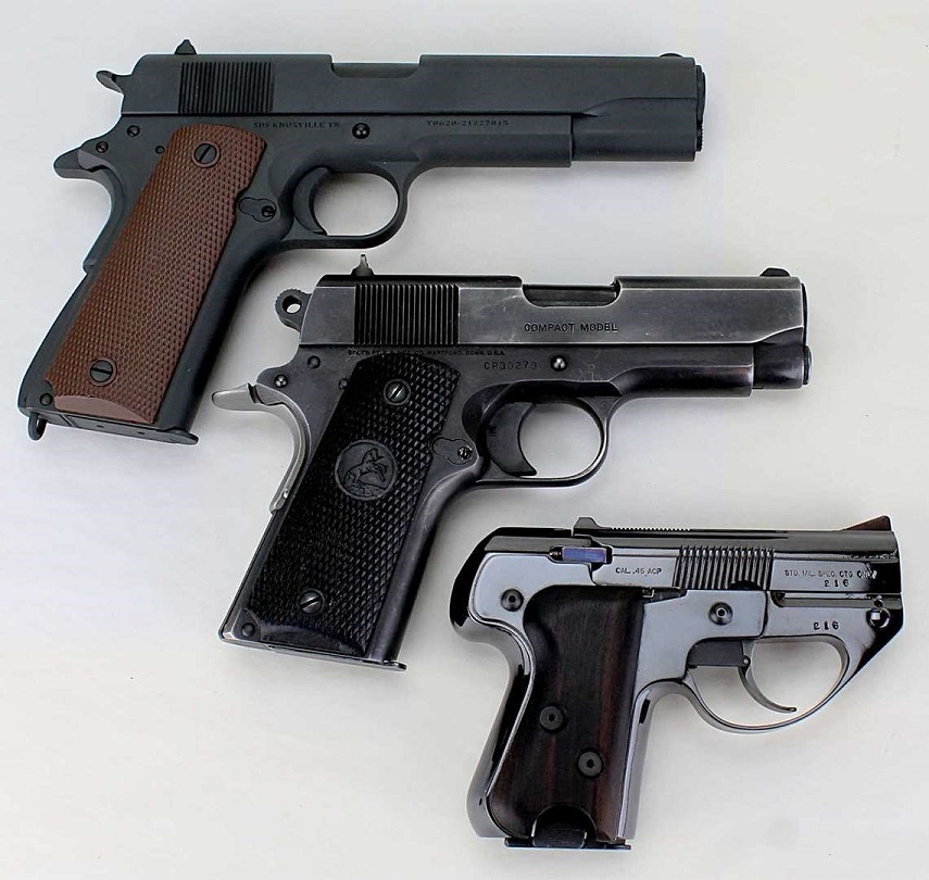 Сверху вниз: Кольт М1911А1, Кольт 1990 Компакт, LM-4.