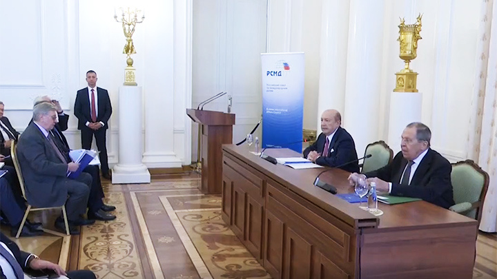   Сергей Лавров выступил на собрании Российского совета по международным делам (РСМД). Скриншот: МИД России