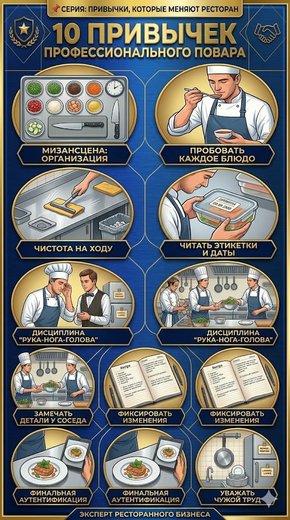 Привычки повара ресторана.