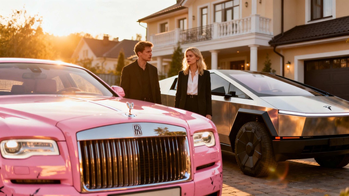    Элитные автомобили Rolls-Royce Ghost и Tesla Cybertruck из секретного автопарка Джигана и Оксаны Самойловой