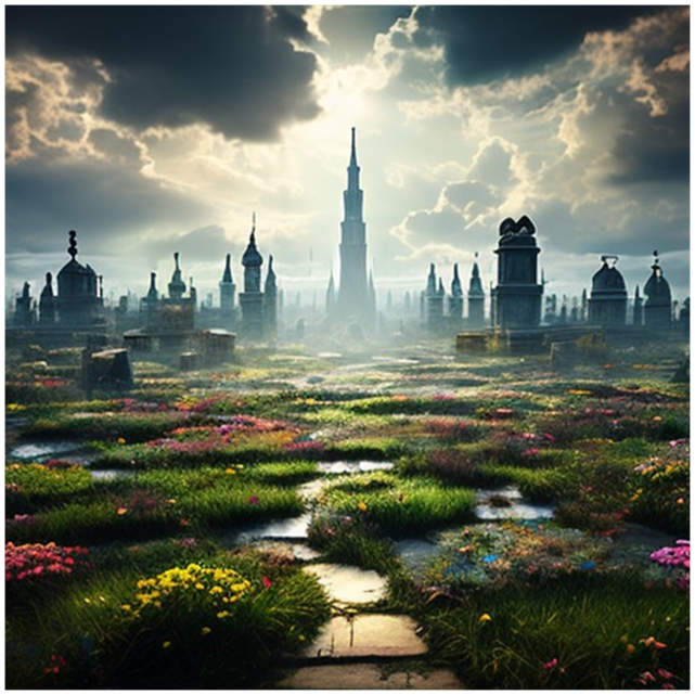 Сгенерировано ИИ- Старое кладбище в тени Неба.