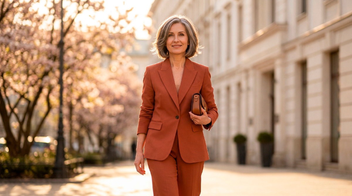 Тот самый костюм. Терракотовый, яркий и совершенно неподходящий "по возрасту". Именно он всё изменил.