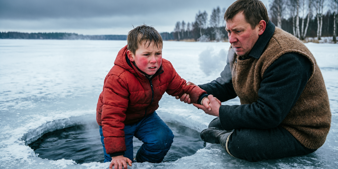 Сбежавший из детдома мальчик Димка, провалился под лёд. Иван спас его. А Димка отблагодарил его