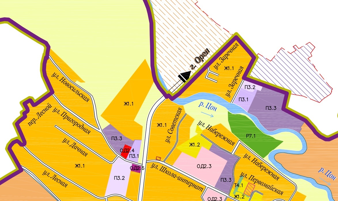    Фрагмент карты градостроительного зонирования