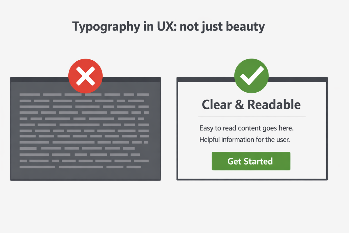 Плохая типографика — нечитаемый текст. Хорошая — чёткие заголовки, контраст, читаемый текст.