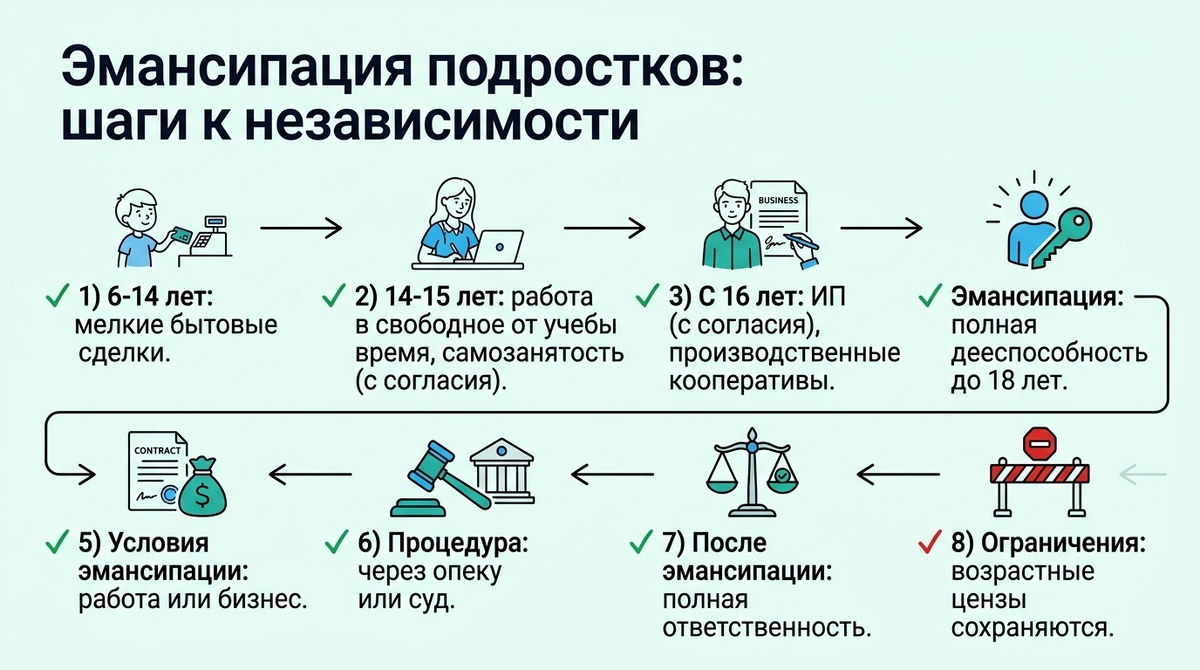 Эмансипация подростка: шаги к самостоятельности  📷
