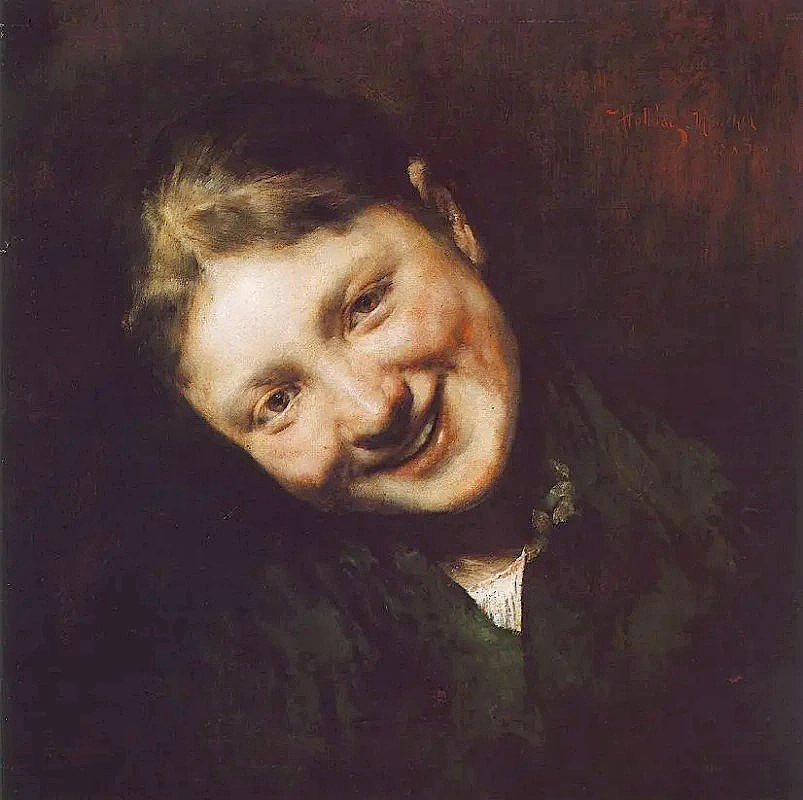 Шимон Холлоши, «Смеющаяся девушка», 1883, холст, масло, 33 х 33 см, Венгерская национальная галерея, Будапешт