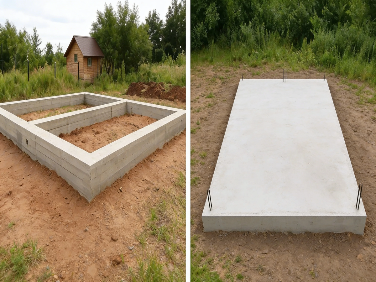 Два фундамента, два подхода, одна цель — чтобы дом стоял. Лента на песке, плита на глине. Перепутаешь — переделывать будешь. Не перепутайте.