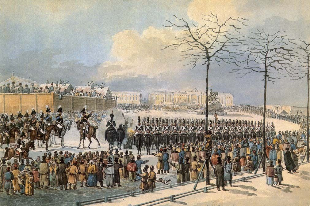 Восстание на Сенатской площади 14 декабря 1825 года. Картина К. И. Кольмана