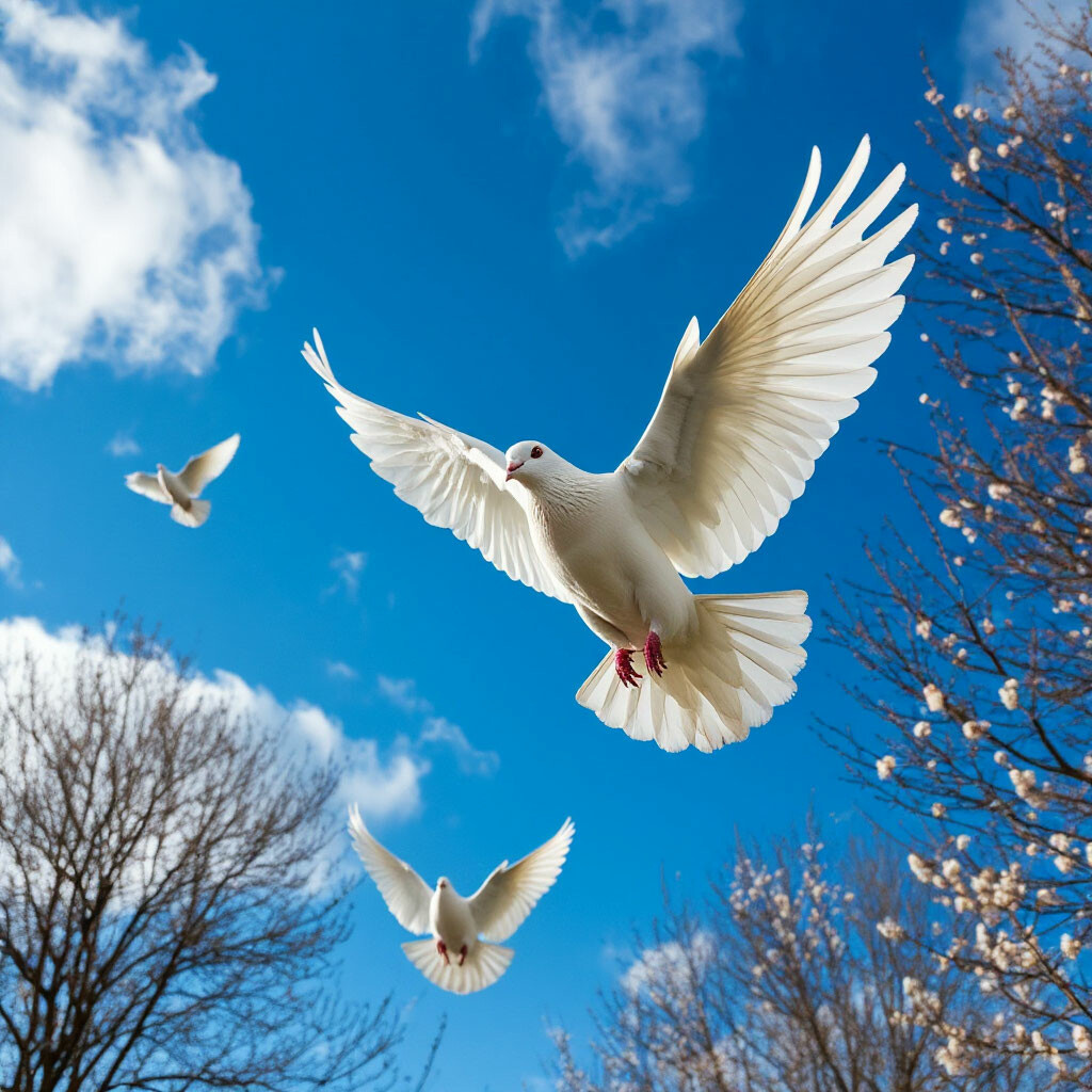 Символ этого дня — голубь, олицетворяющий Святого Духа. В народе говорили: «На Благовещение весна зиму поборола»