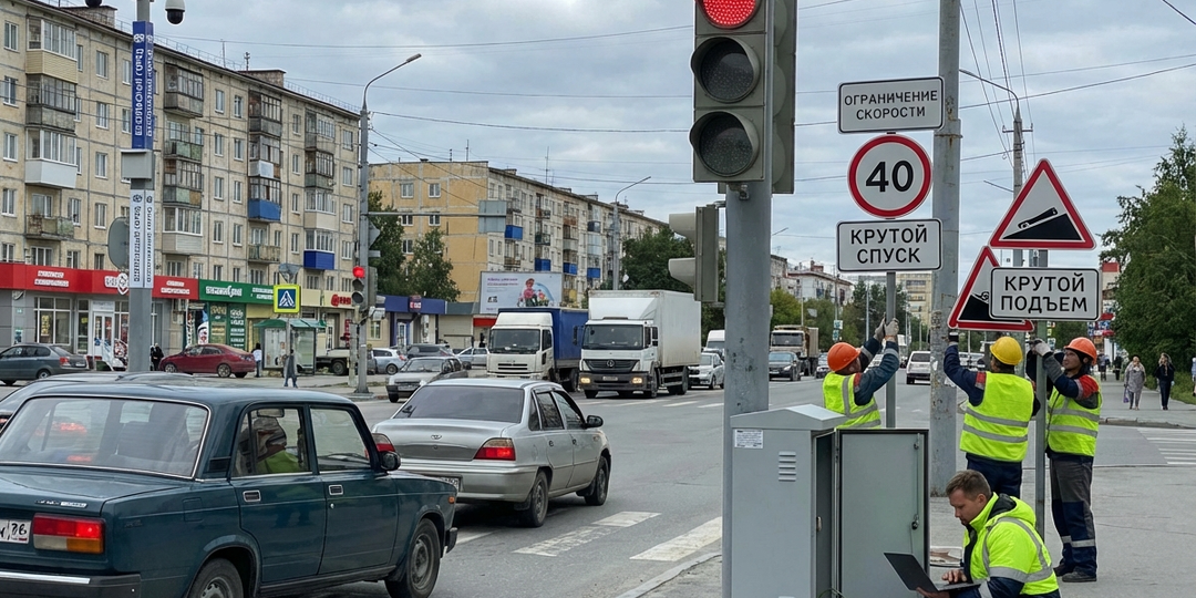 В Нягани модернизируют опасный перекресток улиц Ленина и Ленинградской