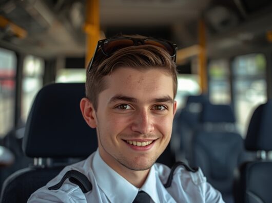   молодой водитель автобуса // фото: leonardo.ai