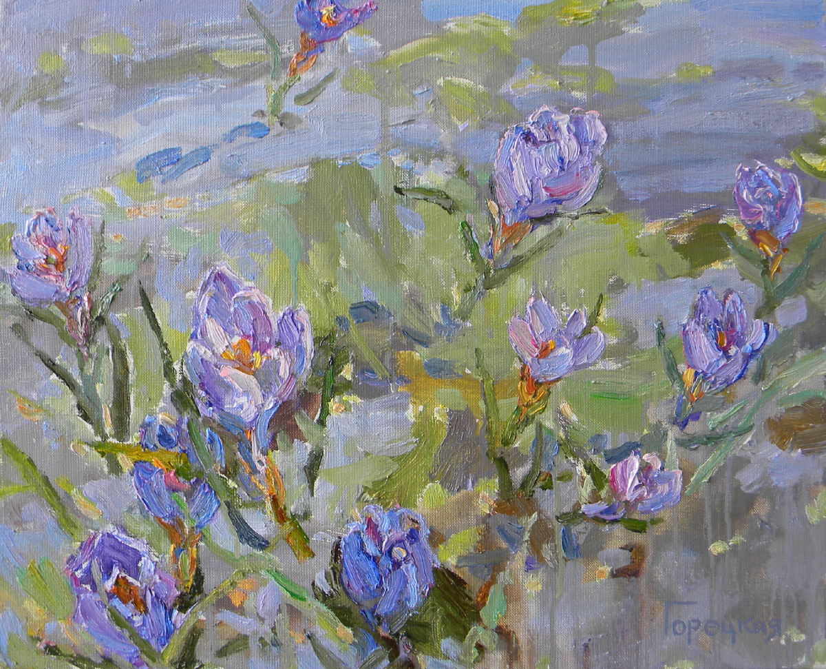 Полина Горецкая "Первоцветы" 2024 картон, масло 40х50 частная коллекция
