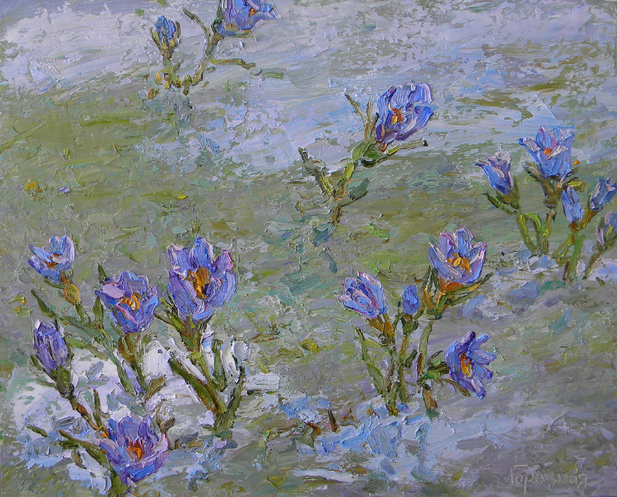 Полина Горецкая "Первоцветы" 2024 картон, масло 30х40 частная коллекция