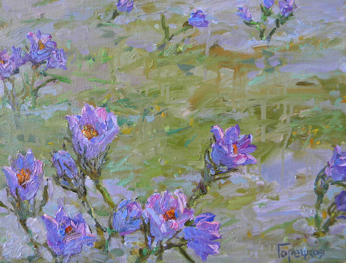 Полина Горецкая "Первоцветы" 2024 картон, масло 30х40 частная коллекция