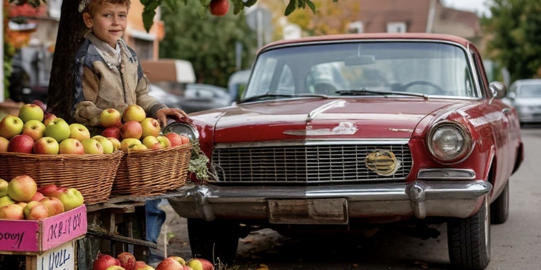 Продавая яблоки, паренек заметил, как остановилась дорогая машина ….. А предложив необычное украшение….