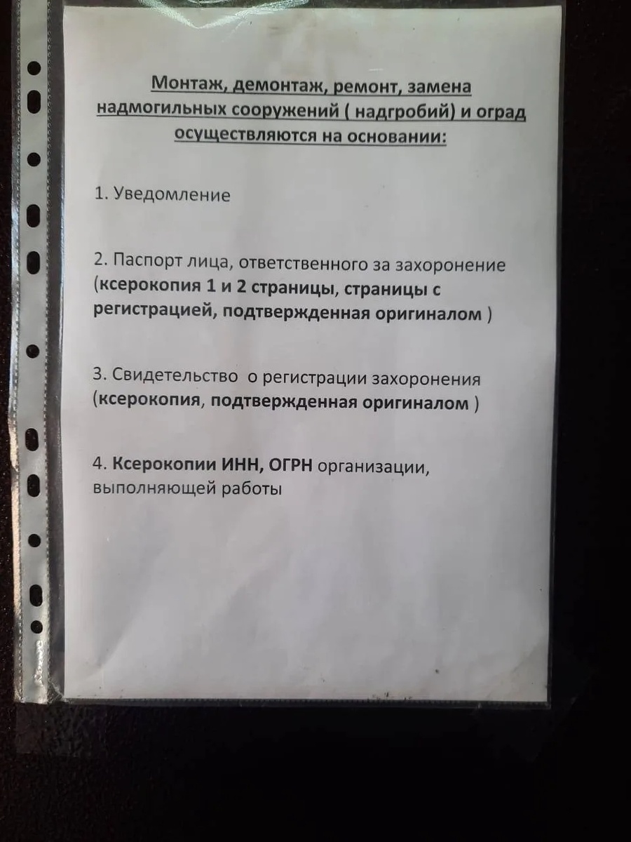 Список документов для получения разрешения.