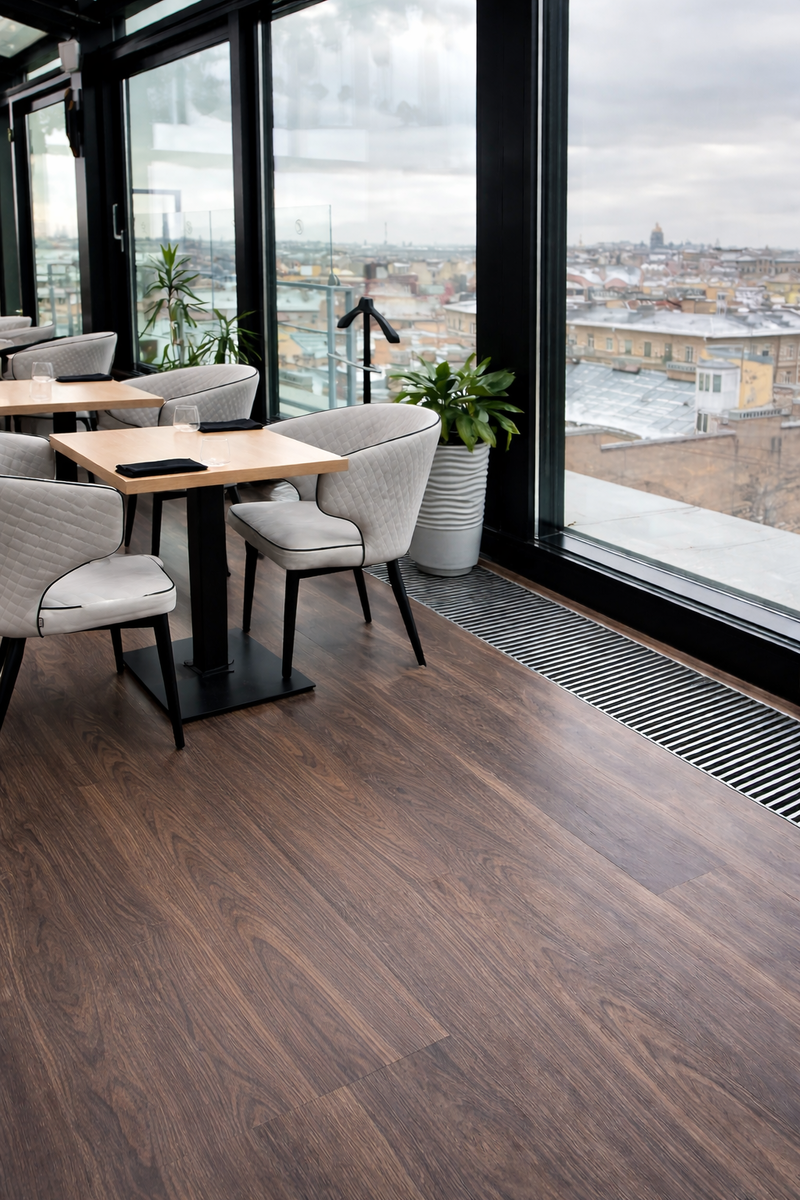 Внутрипольный конвектор отопления ЦДМ для проектов HoReCA