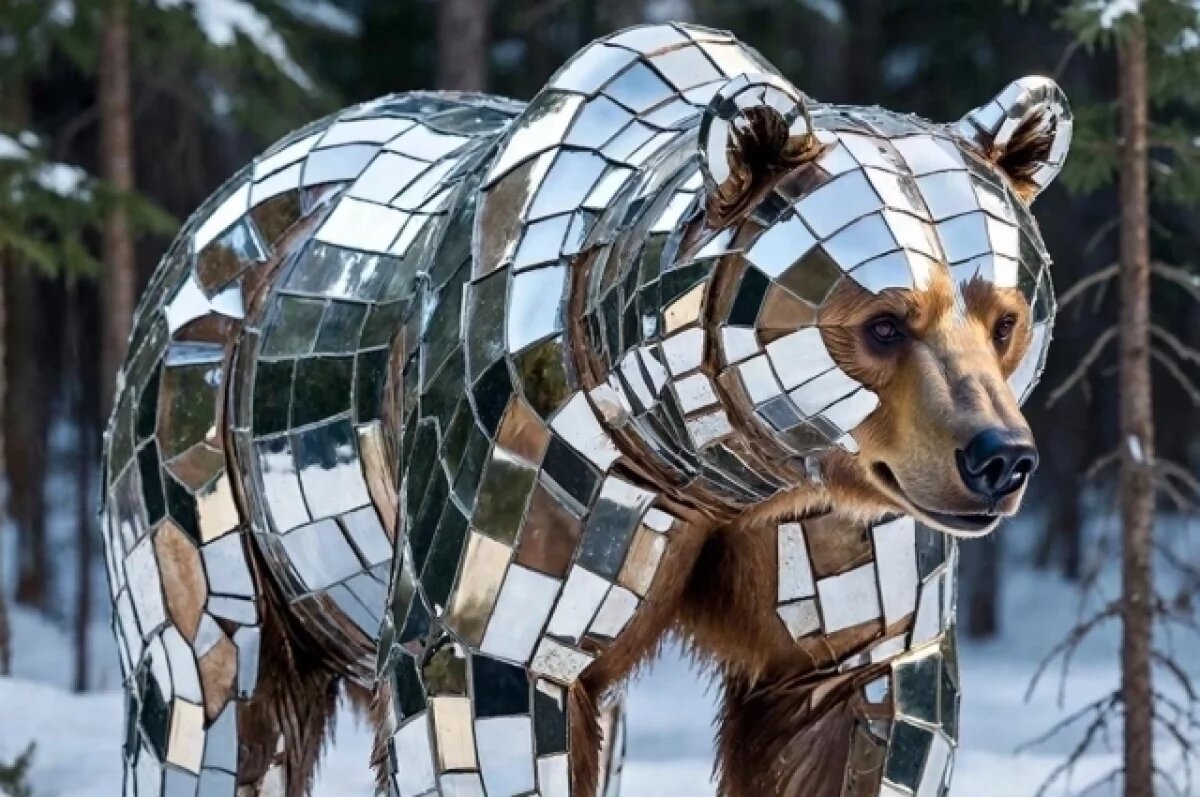    В поселке Пангоды установят двухметрового зеркального медведя из нержавейки