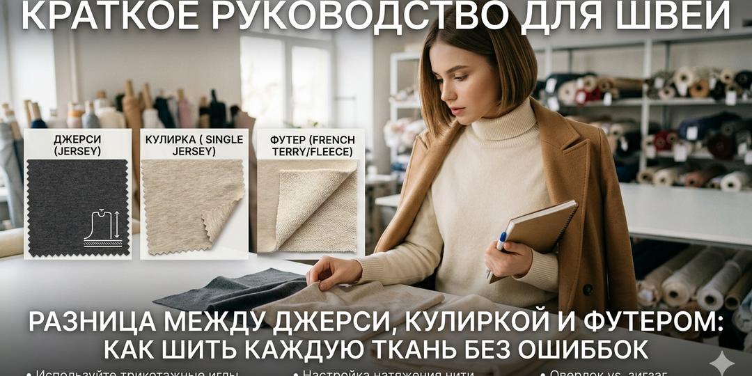 Разница между джерси, кулиркой и футером: как шить каждую ткань без ошибок