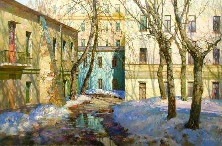 Картина Юрия Обуховского "Московский дворик"