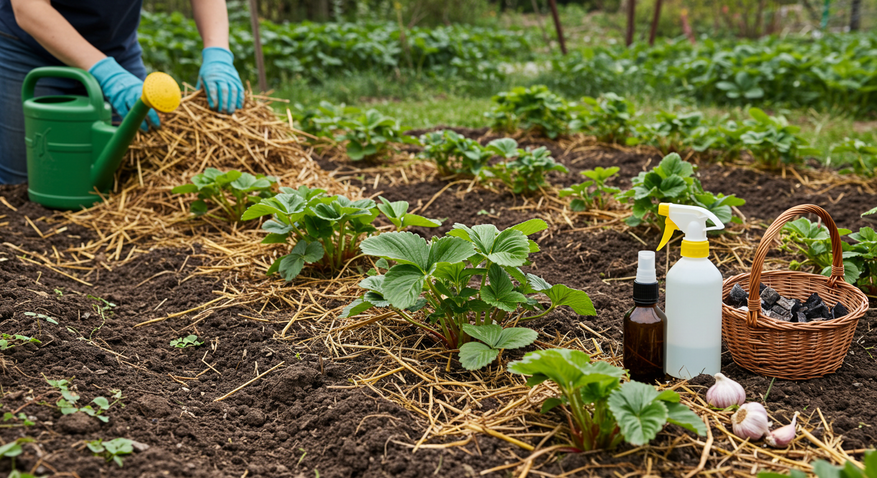 Как ухаживать за клубникой после схода снега - обработки и подкормки апреля