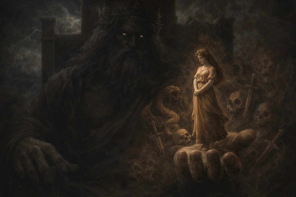 Зевс держит на руках Пандору