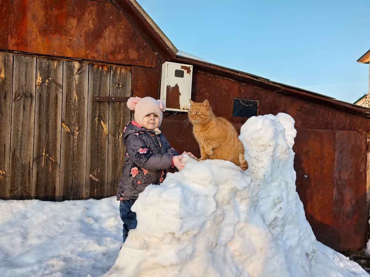 Тоня и Тоша охраняют свою крепость.